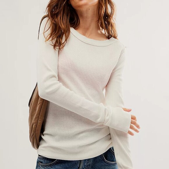 NEW Free People Care FP Honey B Crew Neck Top In Ivory 1225 3je7 - Picture 3 of 6